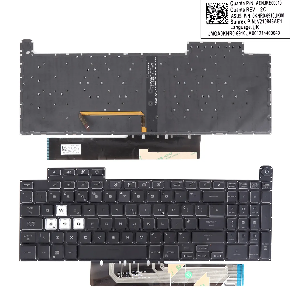 Picture of ASUS TUF Gaming F15 A15 F17 A17 FX507 FX507Z FA507 FA507R FX517 FX517Z FX707 FX707Z FA707 FA707R BLACK(WASD is transparent)RGB